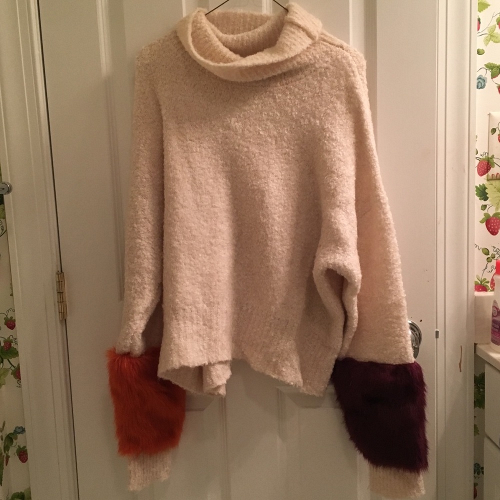 Zara sweater turtleneck furry sleeves